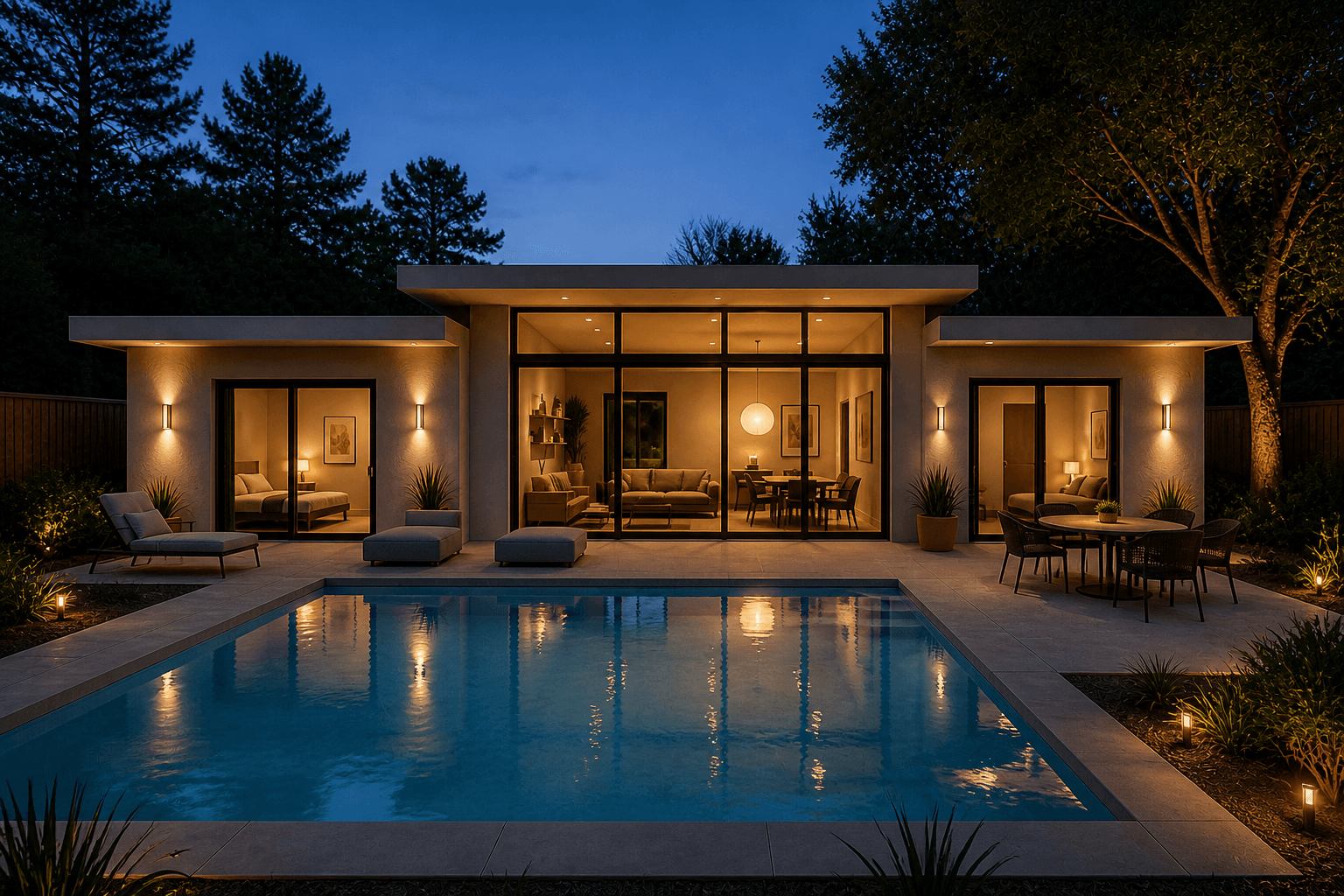 Backyard and private pool rendering